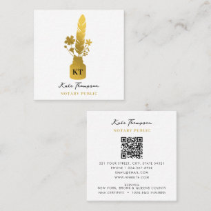 Carte De Visite Carré Agent de signature notarial Calligraphie Plume Flo