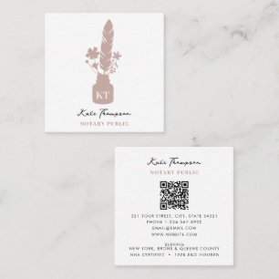 Carte De Visite Carré Agent de signature notarial Calligraphie Plume Flo