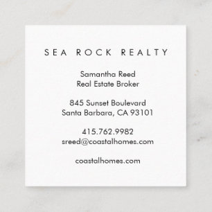 Carte De Visite Carré Agent immobilier unique Rocks Ocean Beach Photo