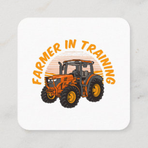 Carte De Visite Carré Agriculteur drôle futur en formation tracteur agri
