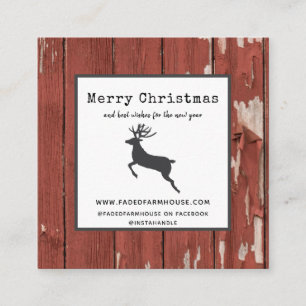 Carte De Visite Carré Agritourisme en bois de Chippy Joyeux Noël
