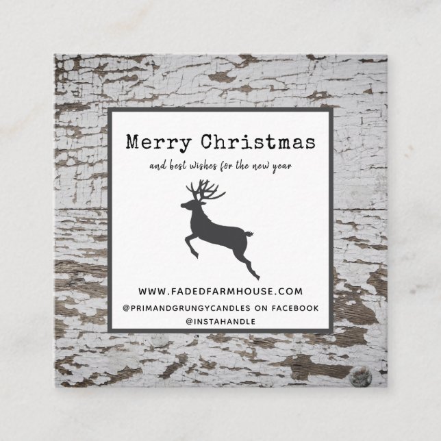 Carte De Visite Carré Agritourisme en bois de Chippy Joyeux Noël (Devant)