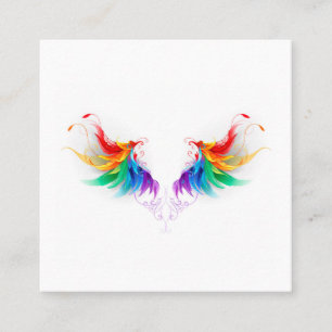 Carte De Visite Carré Ailes fluffy arc-en-ciel