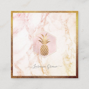 CARTE DE VISITE CARRÉ AÎNE D'OR FAUX+MARBRE ROSE NOIR
