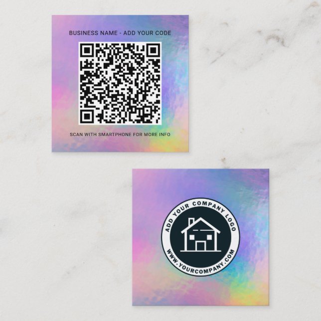 Carte De Visite Carré Ajouter votre logo et votre adresse de site Web Ho (Devant / Derrière)