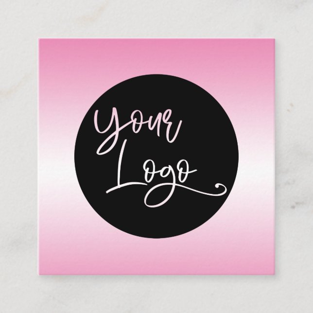 Carte De Visite Carré Ajouter votre logo personnalisé sur l'Ombre rose e (Devant)