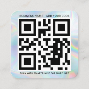 Carte De Visite Carré Ajoutez votre logo et code QR holographique DIY