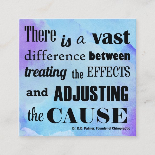 Carte De Visite Carré Ajustement de la chiropractie d'aquarelle de cause (Devant)