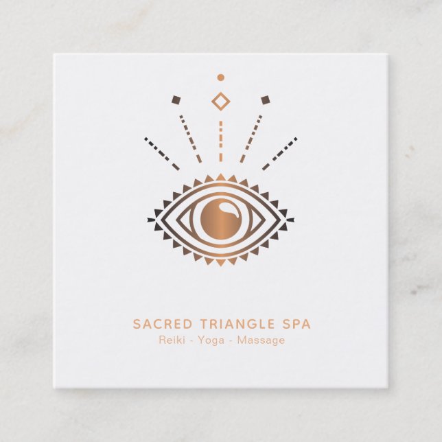 Carte De Visite Carré *~* Alchimiste Mystic Eye Shaman Géométrie Sacrée (Devant)