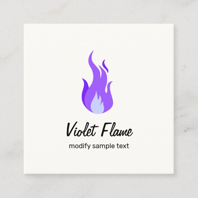 Carte De Visite Carré Alchimiste Violet flamme Guérisseur spirituel (Devant)