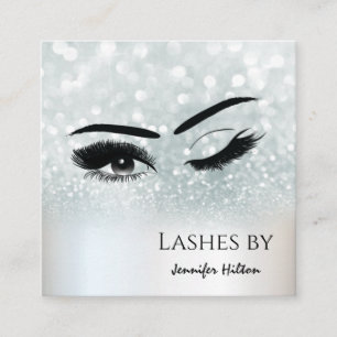 Carte De Visite Carré Allant brillant argent lashes oeil maquillage