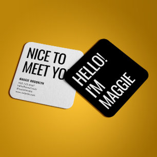 Carte De Visite Carré Allo minimal   Moderne Clean Nom simple Noir