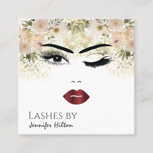 Carte De Visite Carré Alluring moderne simple sensuel visage fille (Devant)