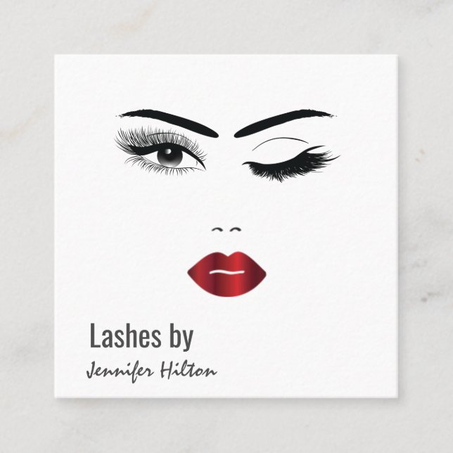 Carte De Visite Carré Alluring moderne simple sensuelle simple winking f (Devant)