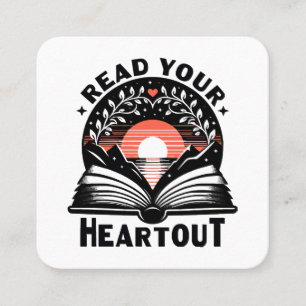 Carte De Visite Carré Amoureux de lecture Lisez votre cœur Livre Nerd
