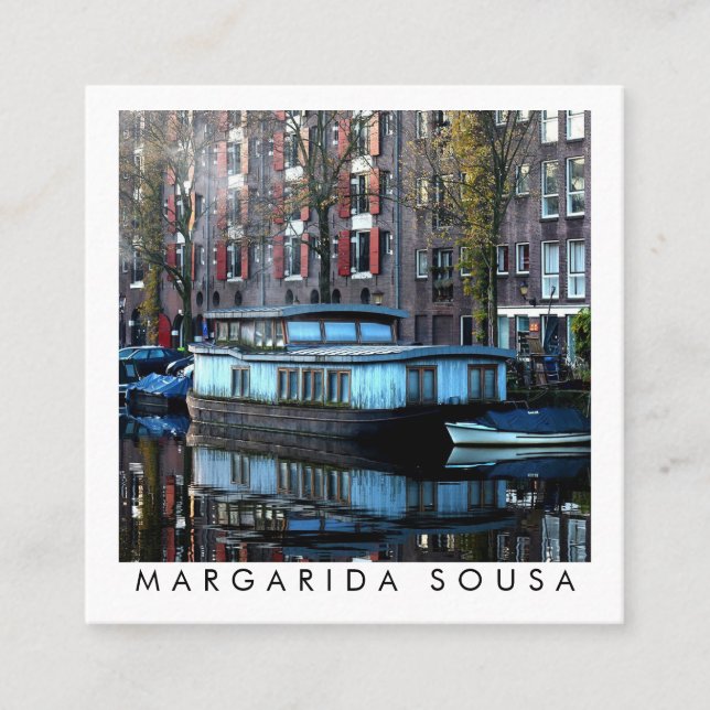 Carte De Visite Carré Amsterdam Canalboat Photo Tourisme (Devant)