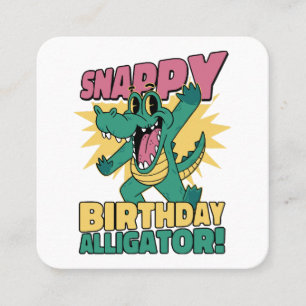 Carte De Visite Carré Amusant alligator et baigneur de crocodile d'anniv