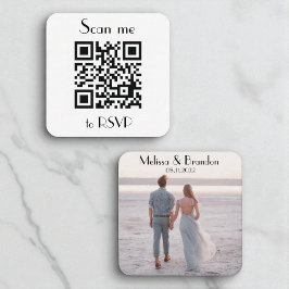Carte De Visite Carré Analyse de la réponse au code QR du Mariage RSVP