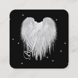 Carte De Visite Carré ANGEL WINGS 'Believe' Coeur Black Starry Nuit