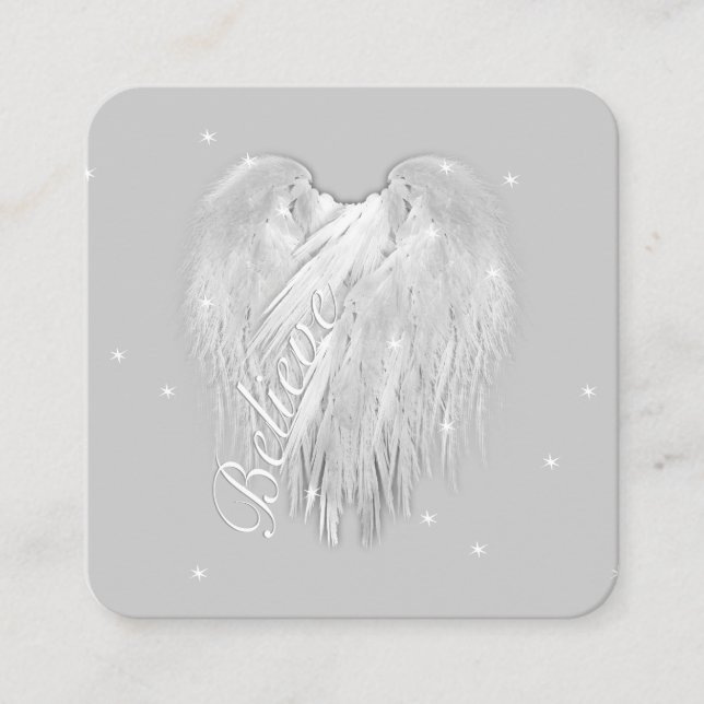Carte De Visite Carré ANGEL WINGS 'Croire' Coeur magique (Devant)