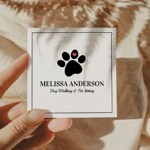 Carte De Visite Carré Animaux de compagnie Chien Chat Coeur Paw Personna