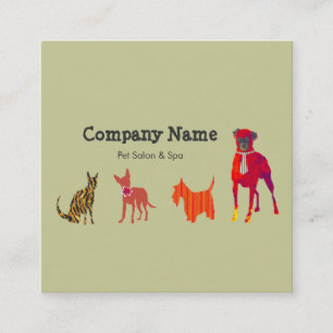 Carte De Visite Carré Animaux familiers mignons. L'animal poursuit le