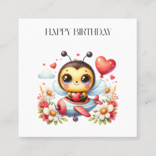 Carte De Visite Carré Anniversaire de Pilote Abeille