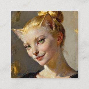 Carte De Visite Carré « Anya, méticuleusement satisfaite » – Une feline 