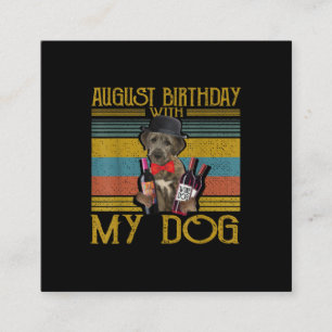 Carte De Visite Carré Août Anniversaire Avec Mon Irlandais Wolfhound Dog