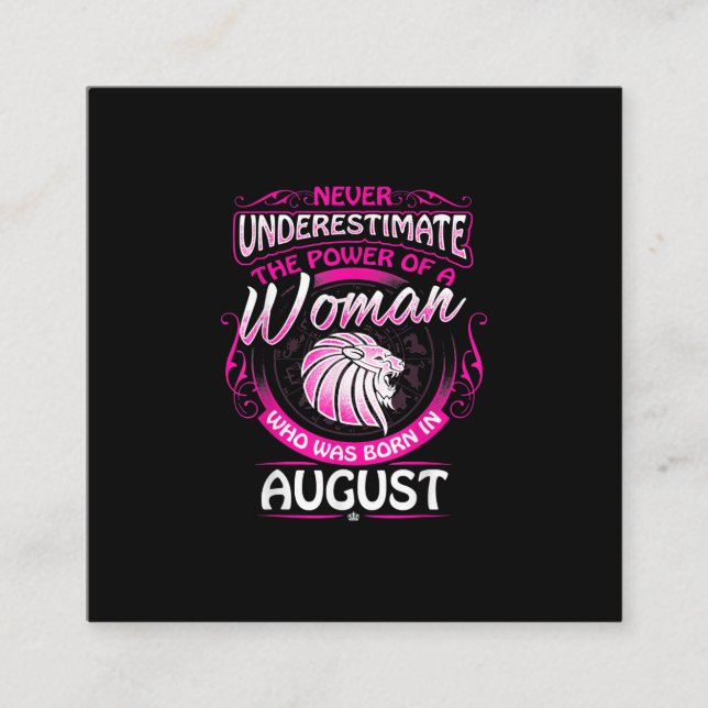 Carte De Visite Carré Août Anniversaire Cadeau Femme Leo Zodiac Astrolog (Devant)
