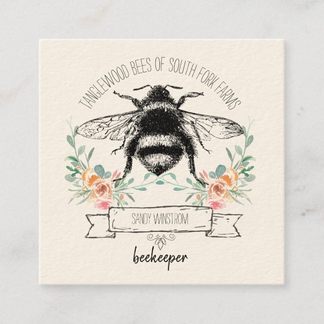 Carte De Visite Carré Apiculteur apicole de l'abeille (Devant)