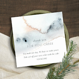 Carte De Visite Carré Aqua bleu or plage remerciement commande