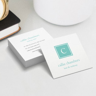Carte De Visite Carré Aqua Monogramme
