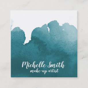 Carte De Visite Carré Aquarelle Abstraite couleur turquoise trait de bro