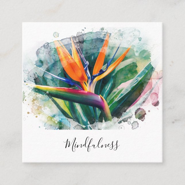 Carte De Visite Carré *~* Aquarelle AP10 Flower Bird of Paradise QR 2 (Devant)