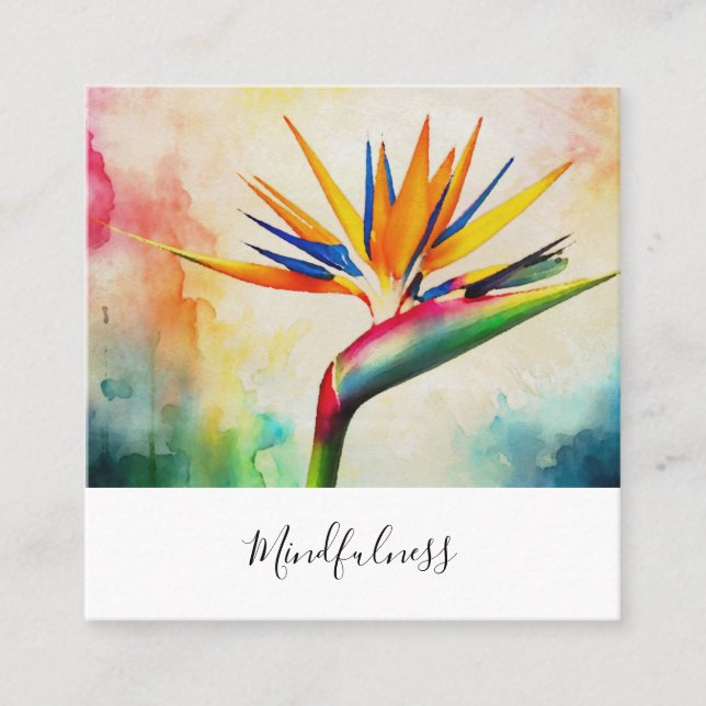 Carte De Visite Carré *~* Aquarelle AP10 Flower Bird of Paradise QR 21 (Devant)