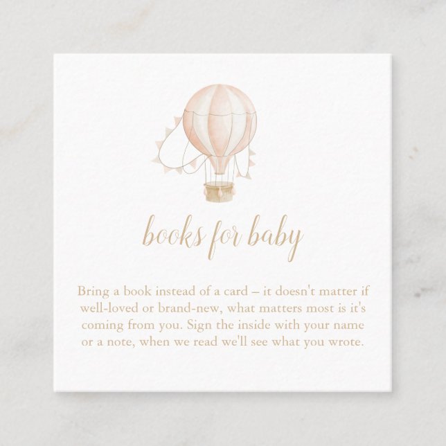 Carte De Visite Carré Aquarelle Baby shower rose Livres pour Carré bébé (Devant)