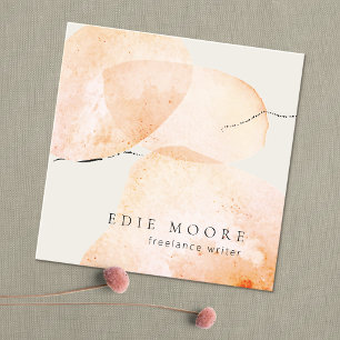 Carte De Visite Carré Aquarelle Boho en terre cuite Art peint Abstrait
