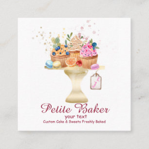 Carte De Visite Carré Aquarelle Boulangerie Mixer Pâtisserie Sucres