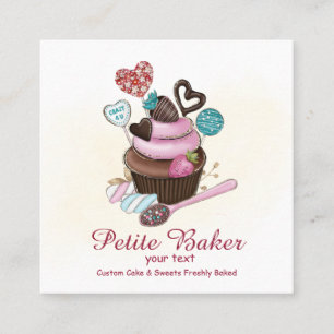 Carte De Visite Carré Aquarelle Boulangerie Mixer Pâtisserie Sucres