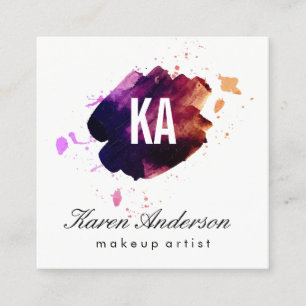 Carte De Visite Carré Aquarelle brossée / Monogramme