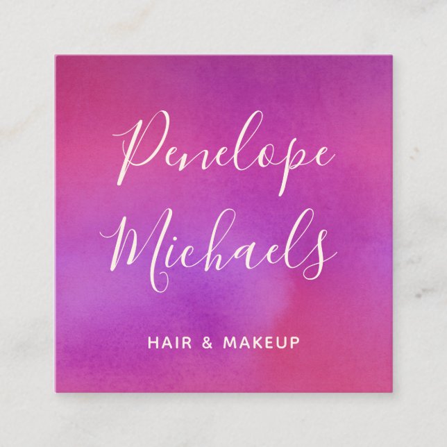 Carte De Visite Carré Aquarelle couleur de script moderne (Devant)