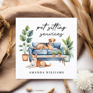 Carte De Visite Carré Aquarelle des services de pose pour animaux