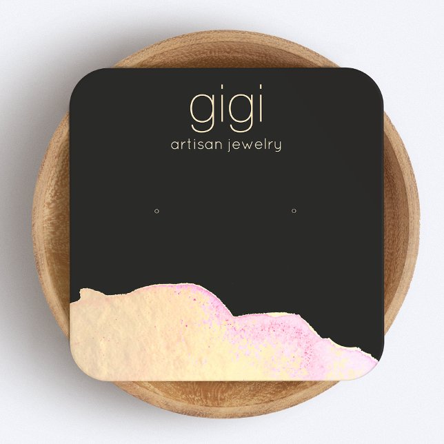 Carte De Visite Carré Aquarelle Écrans Noir Porte-oreille (Créateur téléchargé)