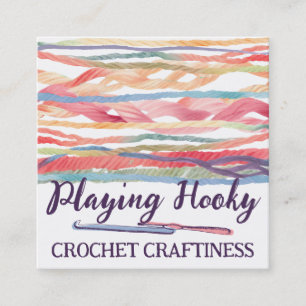 Carte De Visite Carré Aquarelle fil crochet crochets homespun emballage