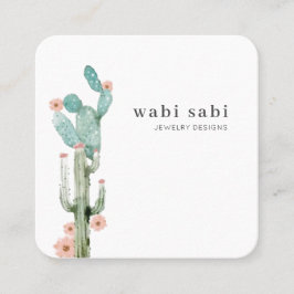 Carte De Visite Carré Aquarelle Flower Cactus médias sociaux