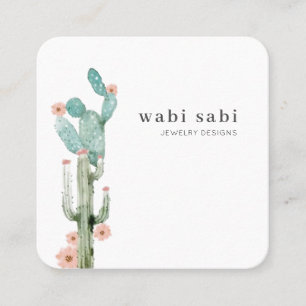 Carte De Visite Carré Aquarelle Flower Cactus médias sociaux