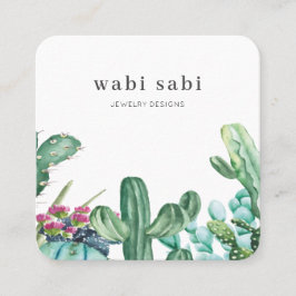 Carte De Visite Carré Aquarelle Flower Cactus Social Media Carré Bu