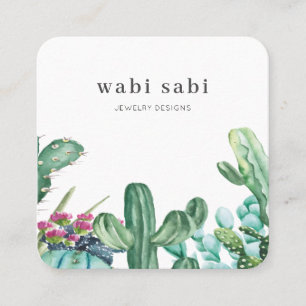 Carte De Visite Carré Aquarelle Flower Cactus Social Media Carré Bu