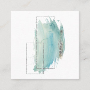 Carte De Visite Carré Aquarelle géométrique Girly de turquoise et